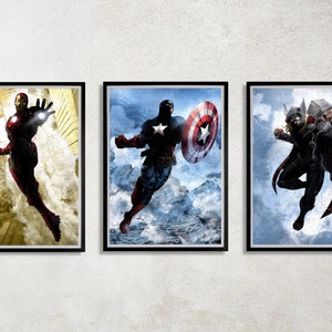 Set of 3 Avengers Digital Download Poster Bundle for bedroom decor, party decor, game room decor, etc