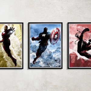 Set of 3 Avengers Digital Download Poster Bundle for bedroom decor, party decor, game room decor, etc