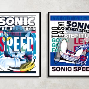 Set of 2 Sonic the Hedgehog Digital Download Poster Bundle for bedroom decor, party decor, game room decor, etc