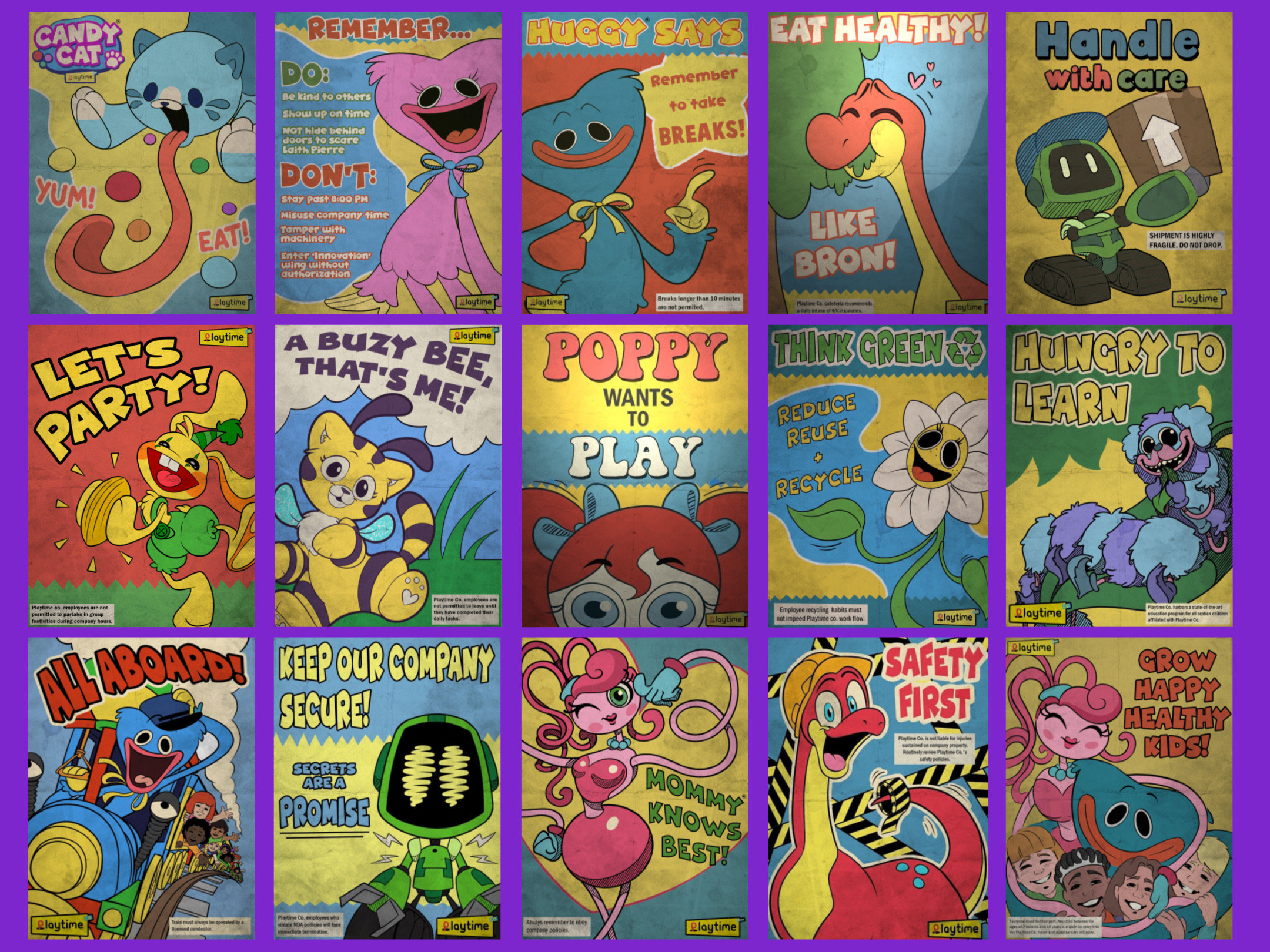Set of 6 Poppy Playtime Digital Download Poster Bundle for 