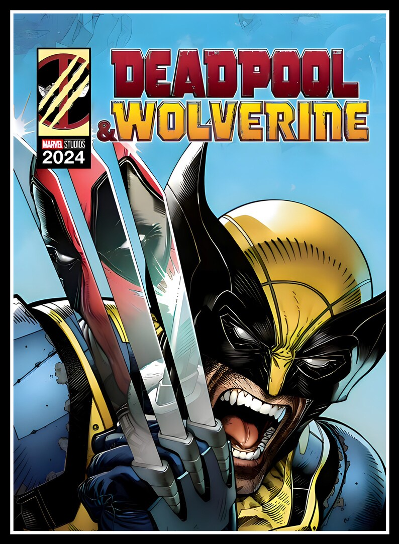 Puede incluir: Una portada de c&oacute;mic con Deadpool y Wolverine con el t&iacute;tulo "DEADPOOL & WOLVERINE" y el texto "MARVEL STUDIOS 2024".