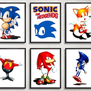 Set of 6 Sonic the Hedgehog Digital Download Poster Bundle for bedroom decor, party decor, game room decor, etc