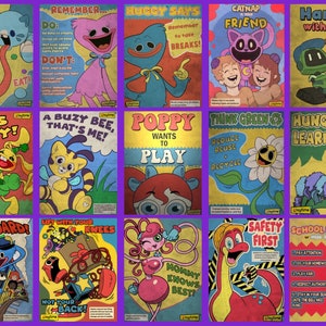 Pick your set of 3 Poppy Playtime Digital Download Poster Bundle for bedroom decor, party decor, game room decor, etc