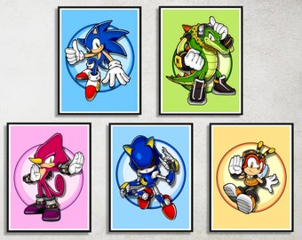 SEGA Knuckles Chaotix Stickers Pin Buttons or Prints Incl. Knuckles Mighty  Ray Espio Vector Charmy Bee Heavy & Bomb -  Israel