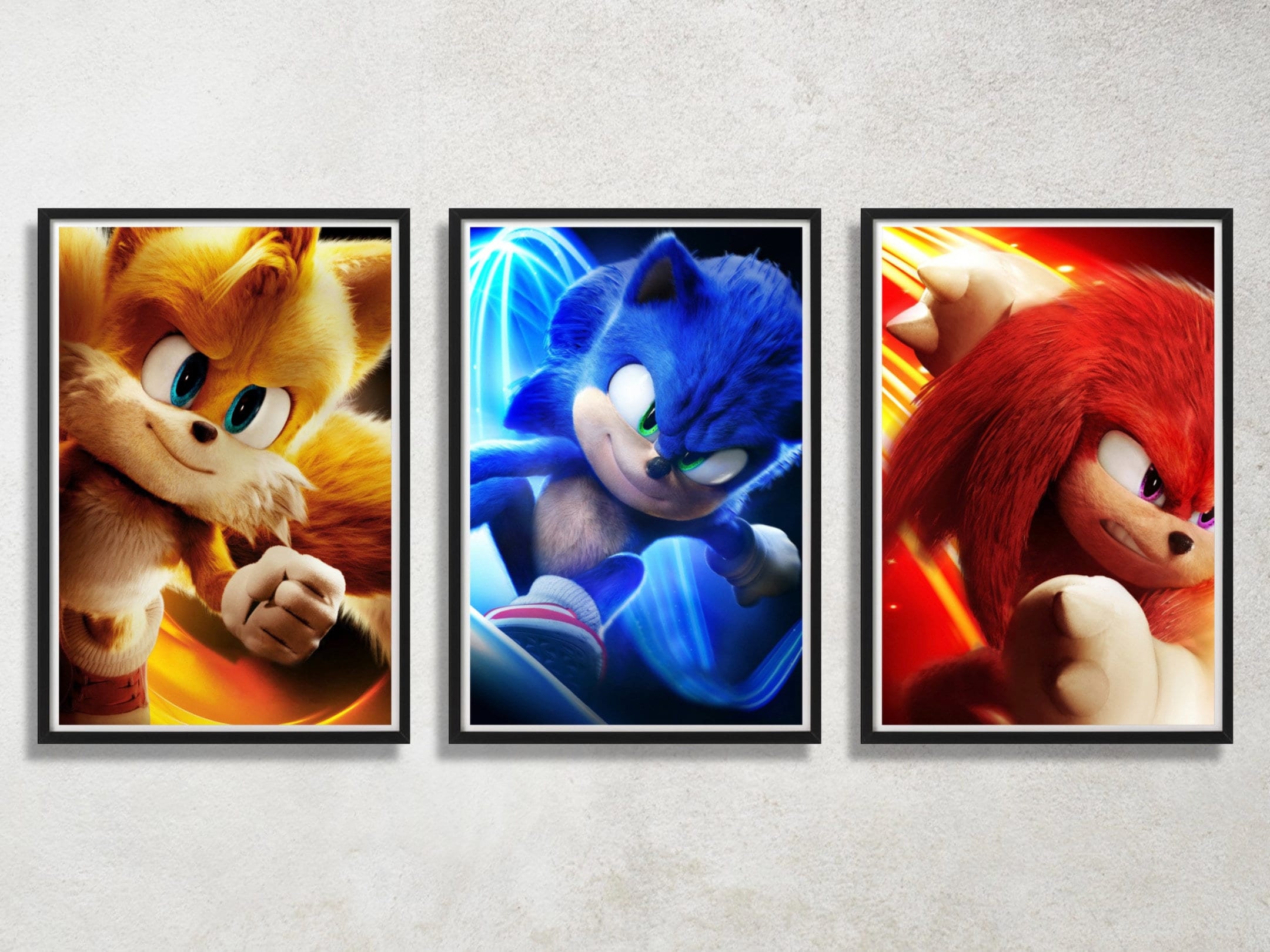 Sonic The Hedgehog 2 Character Posters Spotlight Sonic, Tails, Knuckles