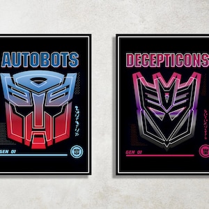 Set of 2 Transformers Digital Download Poster Bundle for bedroom decor, party decor, game room decor, etc