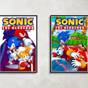 Set of 2 Sonic the Hedgehog Digital Download Poster Bundle for bedroom decor, party decor, game room decor, etc