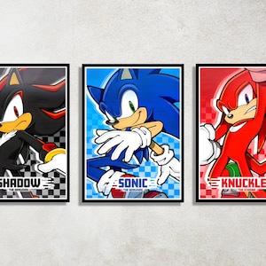Set of 3 Sonic the Hedgehog Digital Download Poster Bundle for bedroom decor, party decor, game room decor, etc