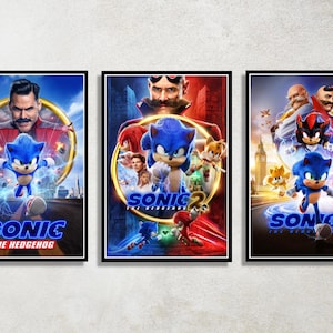 Set of 3 Sonic the Hedgehog Digital Download Poster Bundle for bedroom decor, party decor, game room decor, etc