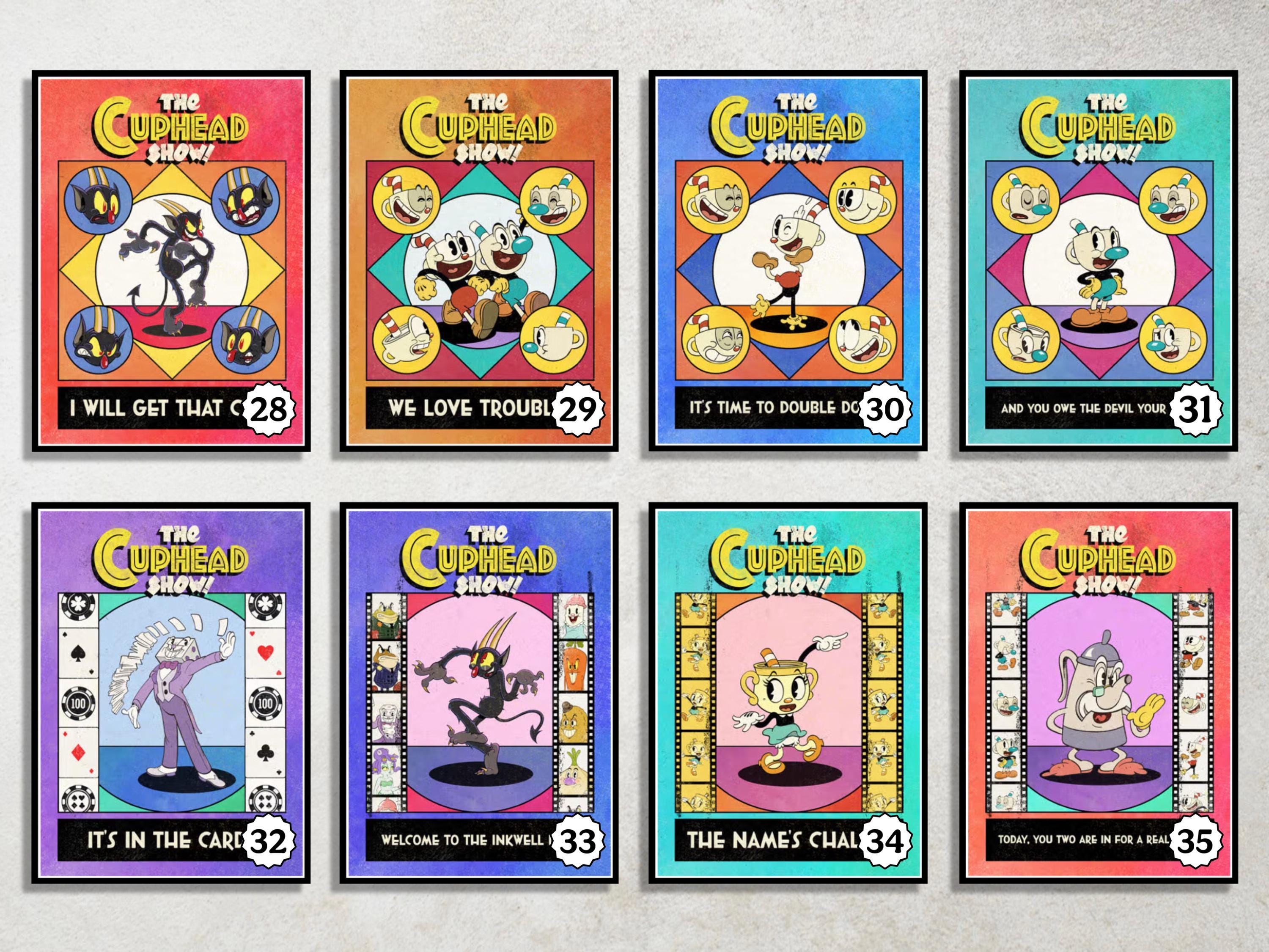 Pick Your Set of 5 Cuphead Digital Download Poster Bundle for