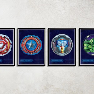 Set of 4 Avengers Digital Download Poster Bundle for bedroom decor, party decor, game room decor, etc