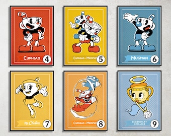 Pick Your Set of 2 Cuphead Digital Download Poster Bundle for