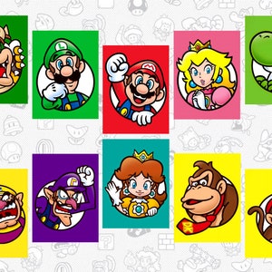 Pick your set of 5 Super Mario Digital Download Poster Bundle for bedroom decor, party decor, game room decor, etc