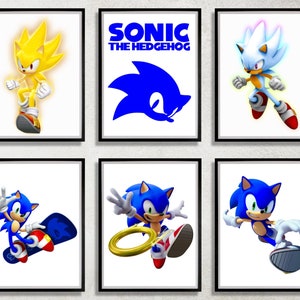 Set of 6 Sonic the Hedgehog Digital Download Poster Bundle for bedroom decor, party decor, game room decor, etc