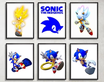 Set of 6 Sonic the Hedgehog Digital Download Poster Bundle for bedroom decor, party decor, game room decor, etc