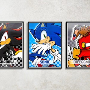Set of 3 Sonic the Hedgehog Digital Download Poster Bundle for bedroom decor, party decor, game room decor, etc