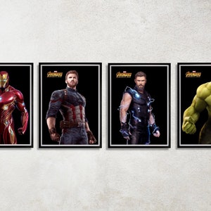 Set of 4 Avengers Digital Download Poster Bundle for bedroom decor, party decor, game room decor, etc