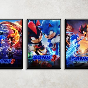 3er Set Sonic the Hedgehog Digital Download Poster Bundle für Schlafzimmer Dekor, Party Dekor, Spielzimmer Dekor, etc
