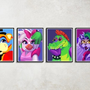 Set of 4 Five Night’s at Freddy’s Digital Download Poster Bundle for bedroom decor, party decor, game room decor, etc