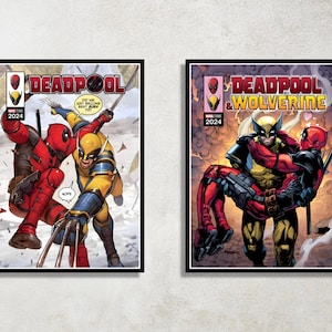 Set of 2 Deadpool & Wolverine Digital Download Poster Bundle for bedroom decor, party decor, game room decor, etc