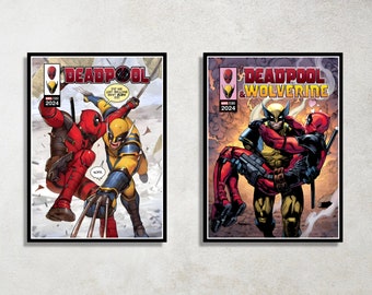 Set of 2 Deadpool & Wolverine Digital Download Poster Bundle for bedroom decor, party decor, game room decor, etc
