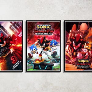 Set of 3 Sonic the Hedgehog Digital Download Poster Bundle for bedroom decor, party decor, game room decor, etc