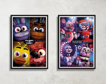 Set of 2 Five Night’s at Freddy’s Digital Download Poster Bundle for bedroom decor, party decor, game room decor, etc