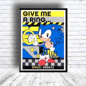 Sonic the Hedgehog Digital Download Poster for bedroom decor, party decor, game room decor, etc