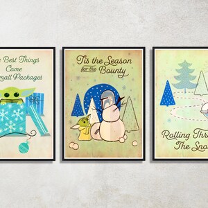 Set of 3 Star Wars Christmas Digital Download Poster Bundle for bedroom decor, party decor, game room decor, etc