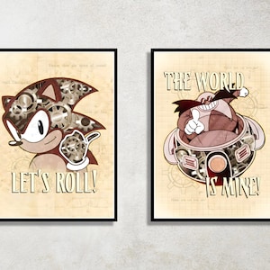 Set of 2 Sonic the Hedgehog Digital Download Poster Bundle for bedroom decor, party decor, game room decor, etc