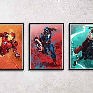 Set of 3 Avengers Digital Download Poster Bundle for bedroom decor, party decor, game room decor, etc
