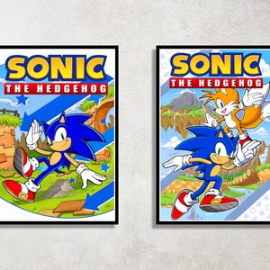 Set of 2 Sonic the Hedgehog Digital Download Poster Bundle for bedroom decor, party decor, game room decor, etc