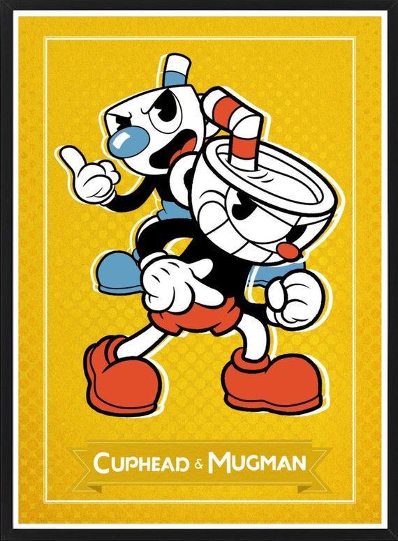 OXOAMP Cuphead – Poster décoratif sur toile avec personnage de jeu classique et méchant moderne pour chambre à coucher, 50 x 75 cm