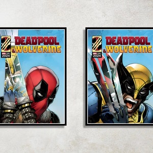 Set of 2 Deadpool & Wolverine Digital Download Poster Bundle for bedroom decor, party decor, game room decor, etc