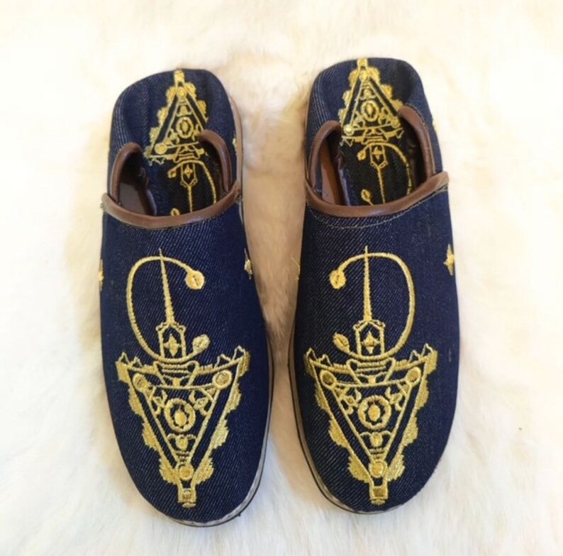 Zapatillas bordadas negras brillantes zapatillas bereberes, zapatillas de zapatos bordados, zapatillas marroquíes, zapatillas difusas, mocasines mujeres imagen 6