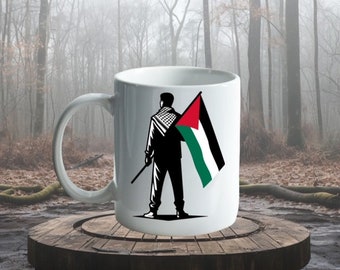 Una taza lista para ser impresa como expresión de solidaridad con Palestina. Se puede regalar o tomar café.