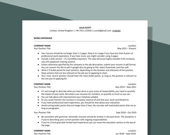 Professional minimalist resume template for Google Docs, Microsoft Word, ATS friendly, Modern Professional Executive Resume Template