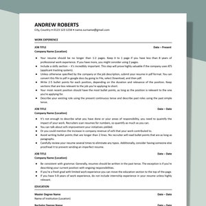 Professional minimalist resume template for Google Docs, Microsoft Word, ATS friendly, Modern Professional Executive Resume Template
