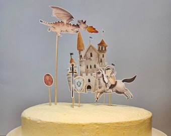 Cake topper knight & dragon