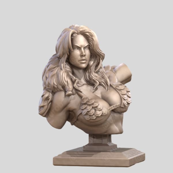 Red Sonja BUST STL, 3D Digital Printing STL File, Hyborian Age, 3D Model stl, 3d Figure stl, High Quality Stl, 3d Printer Stl File