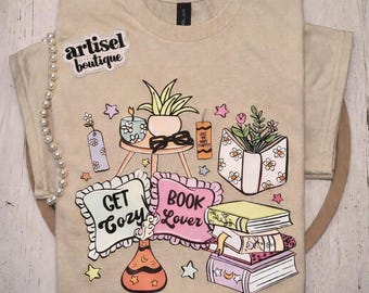 Get Cozy Book Lover -  Adult Tshirt Short Sleeve