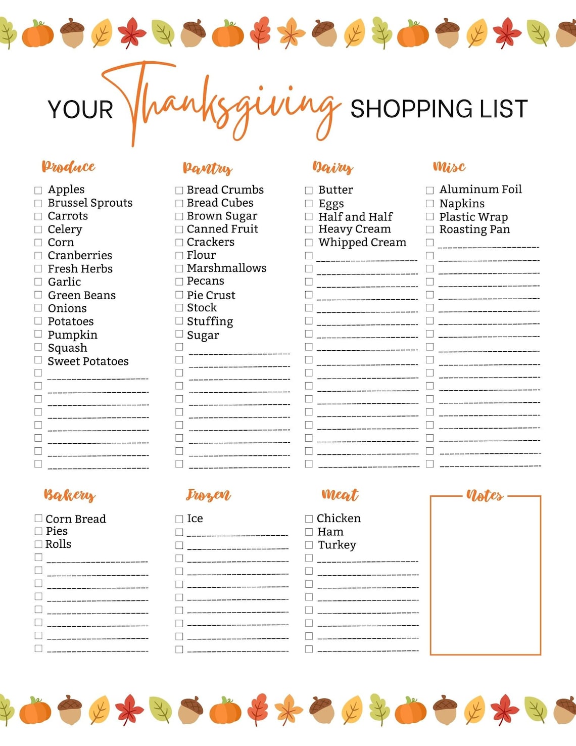 Your Thanksgiving Shopping List Etsy
