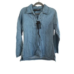 Denim Lace up Shirt - Etsy