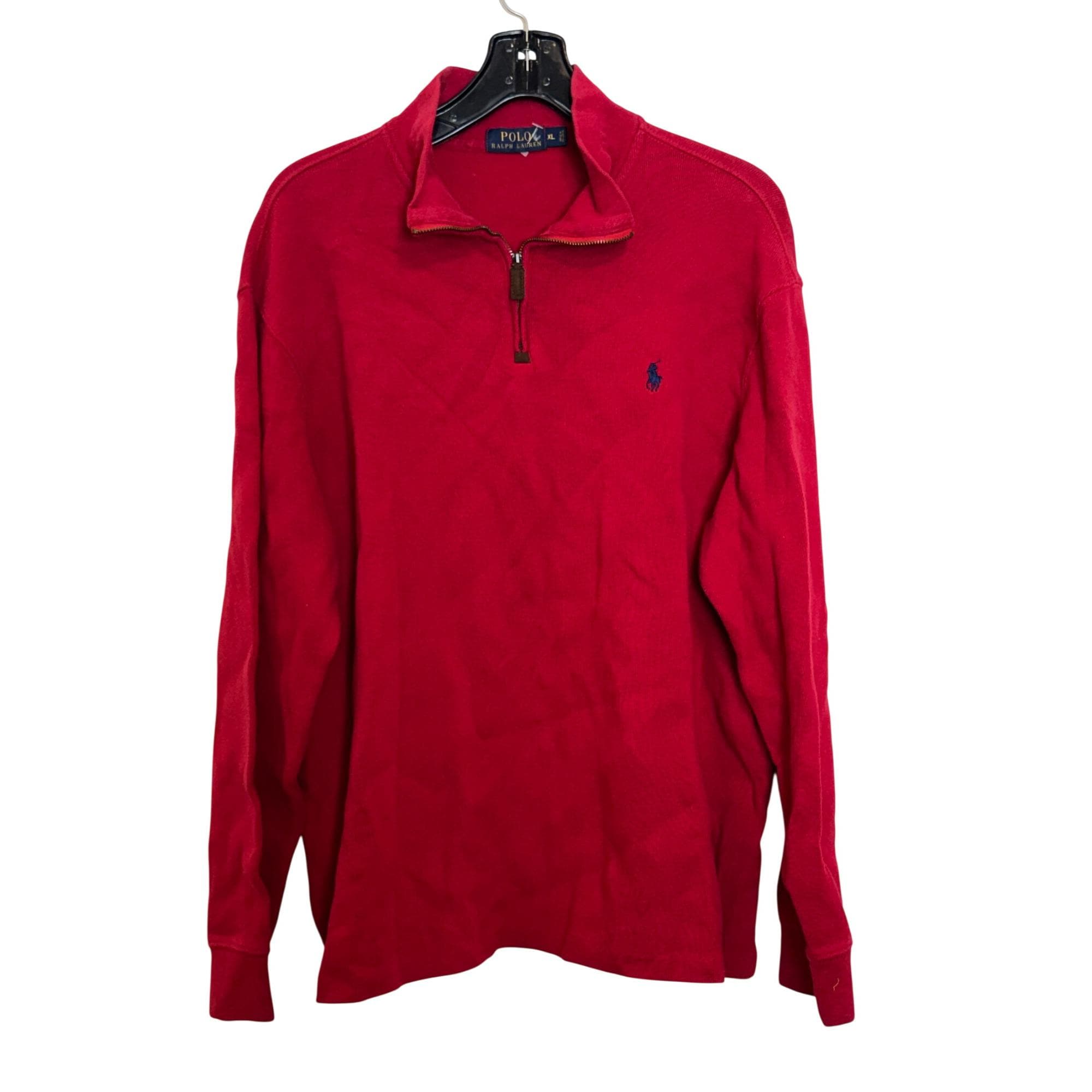 Vintage Polo Ralph Lauren Red 1/4 Zip Pullover Sweater XL 100