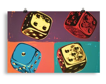 Retro Dice Poster Vintage Print Game Room Wall Art Casino Gambling Home Decor Gift