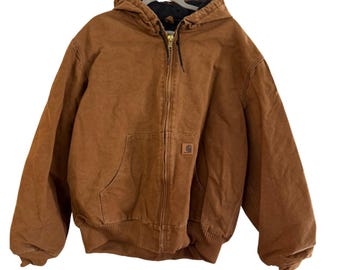 Vintage Carhartt Brown Quilted-Lined Hooded Canvas Jacket XLarge 2018