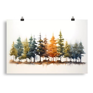 Fall Tree Painting Poster Wall Art Home Decor Print Trees Wall Hanging