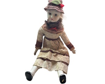 Vintage Victorian-Inspired Ceramic Doll 18" Tall Collectible Home Decor