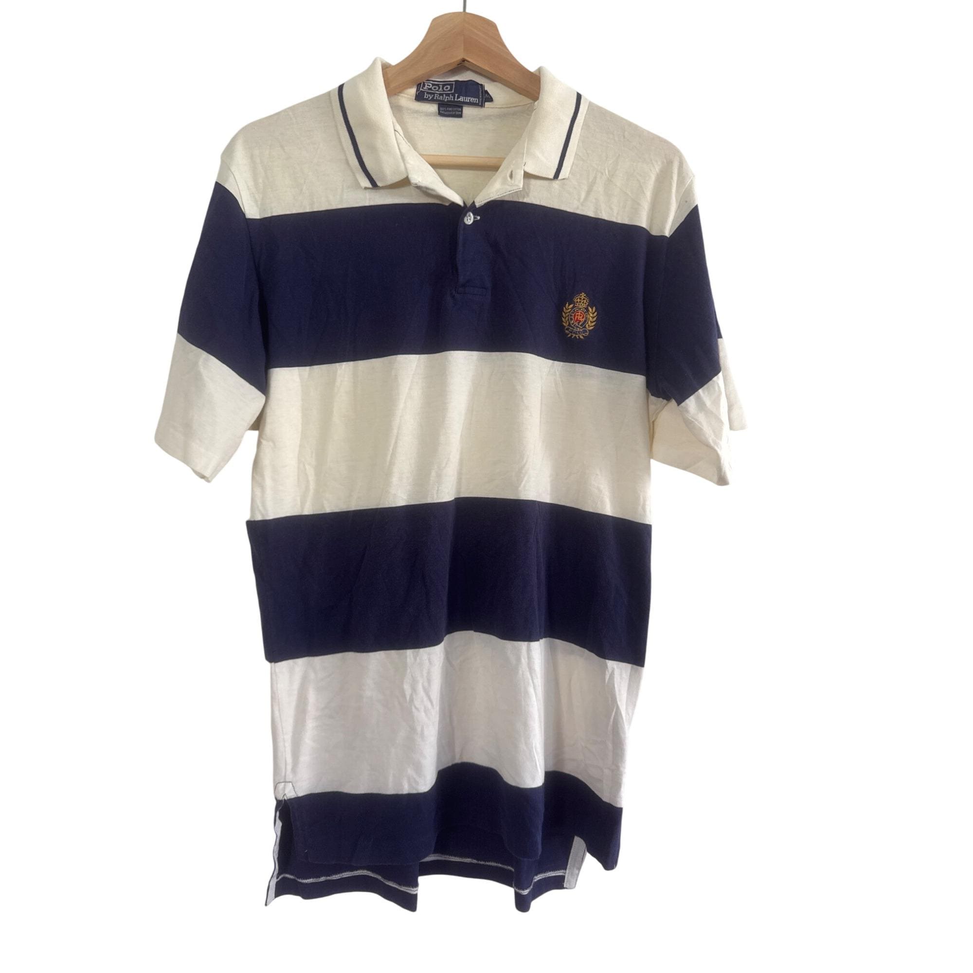 Vintage Polo by Ralph Lauren Mens Navy & White Striped Short