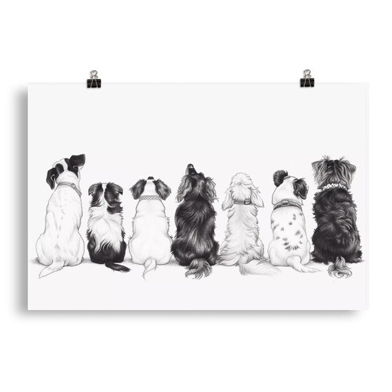 Dog Poster Print Black And White Wall Art Dogs Pet Home Decor Dog Lover Cute Funny Gift